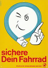 Werbe-Tafel der Staatlichen Versicherung der DDR (Kunststoff), 1970er/1980er Jahre.