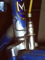 Seilzugstempelbremse; Hersteller: ??; verwendet von 195? bis 195? (abgebildete Bremse: Baujahr 1957); Material: Stahl, verbaut an Mifa Sporträdern