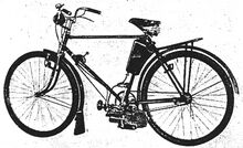 Abbildung eins Fahrrades mit "Steppke"-Hilfsmotor aus der Bedienungsanleitung des Motors.