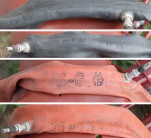 Zeitraum: ca. 1953 bis ca. 1958 Größen: 26" × 1 3/8" × 1 1/2" D Farben: schwarz ,rot Bemerkungen: Verwendung ausschließlich an Mifa Modell 9 b und 9 e.