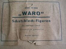Etikett der Verpackung für WARO-Schutzblechfiguren.