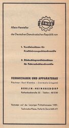 Anzeige für FMAB-Ventile, Messekatalog zur Leipziger Frühjahrsmesse 1959.