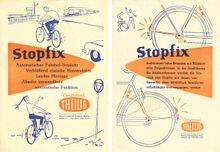 Doppelseitiges Werbeblatt für "STOPFIX", undatiert.